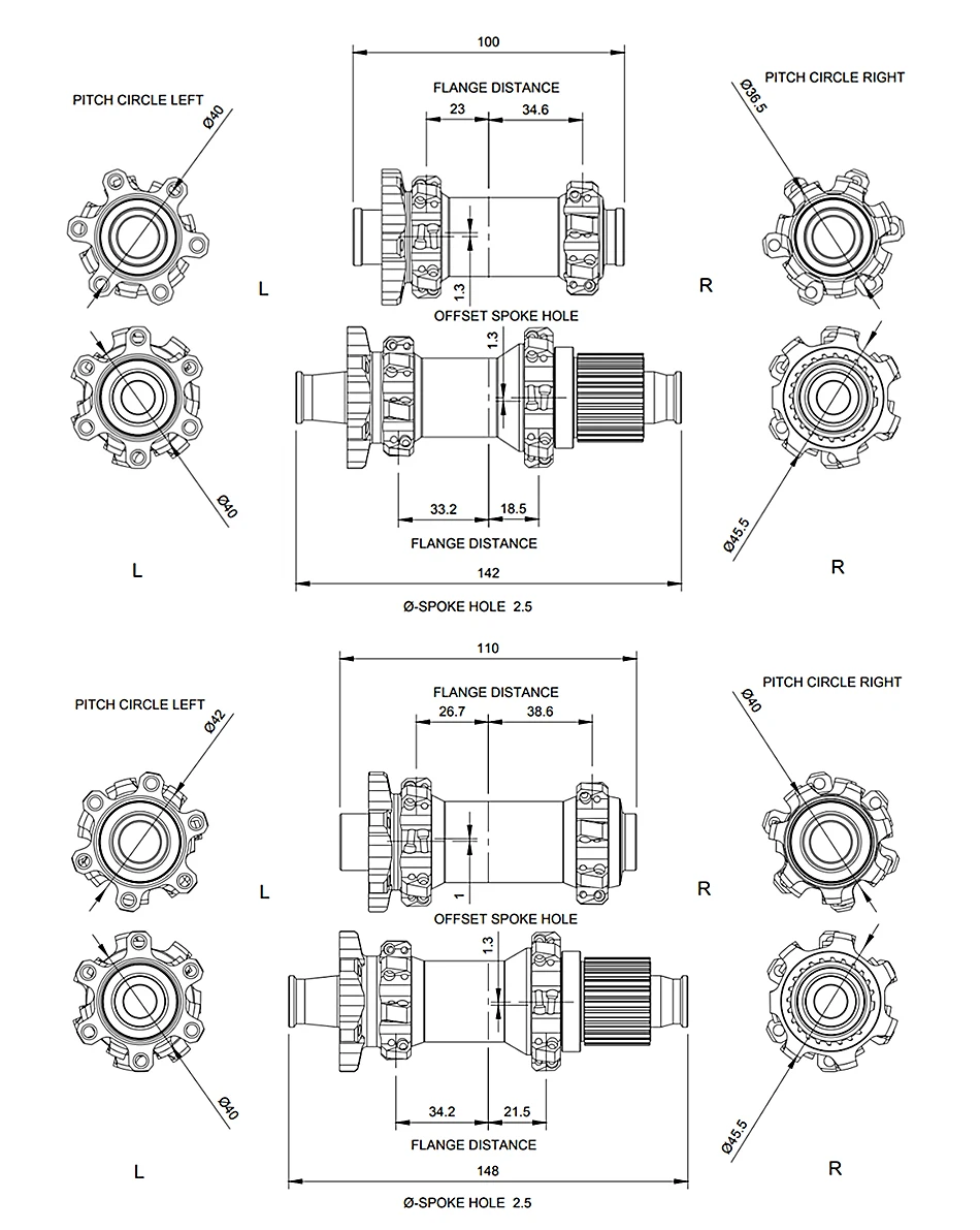 GOLDIX M180 52T Ratchet Bicycle Hub 6-Bolt Disc Brake 28Hole Straight pull Spoke Sealed Bearing HG/XD/MS Hub body 142X12 148X12