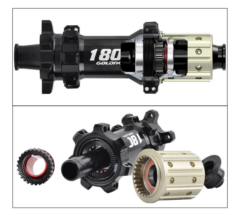 GOLDIX M180 52T Ratchet Bicycle Hub 6-Bolt Disc Brake 28Hole Straight pull Spoke Sealed Bearing HG/XD/MS Hub body 142X12 148X12