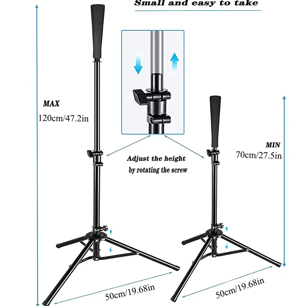 Baseball Batting Tee Tripod Adjustable Tripod Stand Tee for Hitting Training Practice Portable Foldable for Adult Kids Beginner