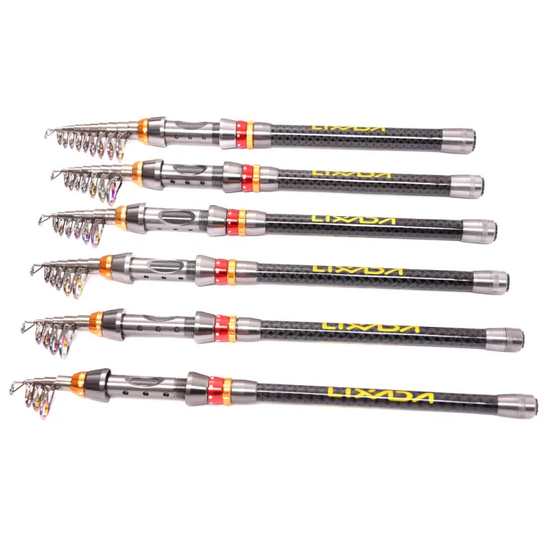 Lixada Telescopic Fishing Rod and Reel Combo Full Kit Carbon Fiber Fishing Rod Pole + Spinning Fishing Reel + Fishing Tackle Set