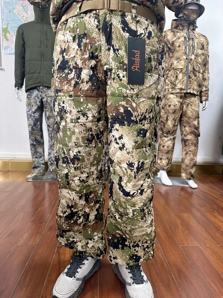 Ainfad Men's Winter Hunting Light Insulation Trousers Camouflage Long Down Pants