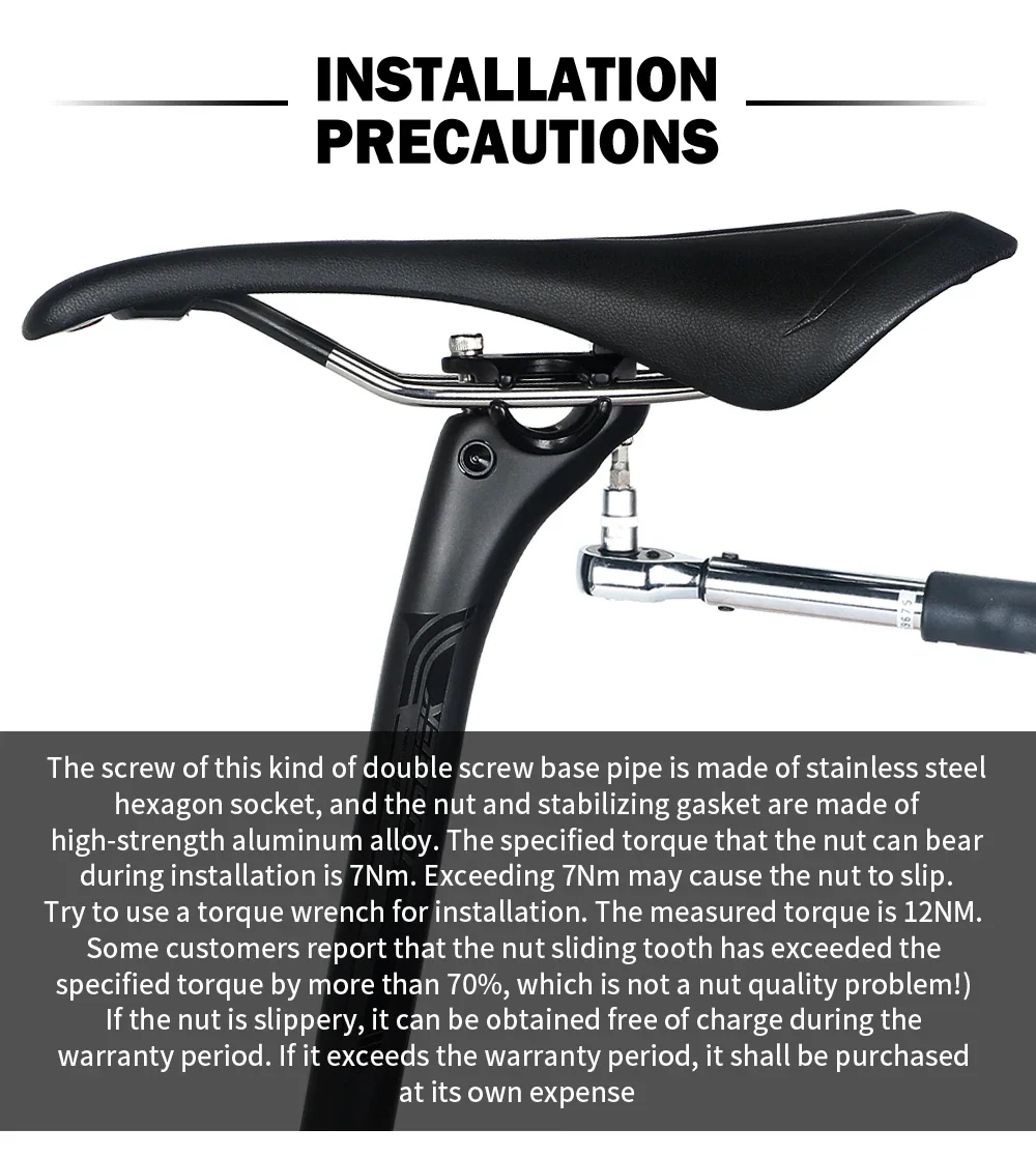 TOSEEK Ultralight Carbon Seatpost 27.2/30.8/31.6mm Matte Black MTB/Road Bike Seat Post Length 350/400mm Seat Tube