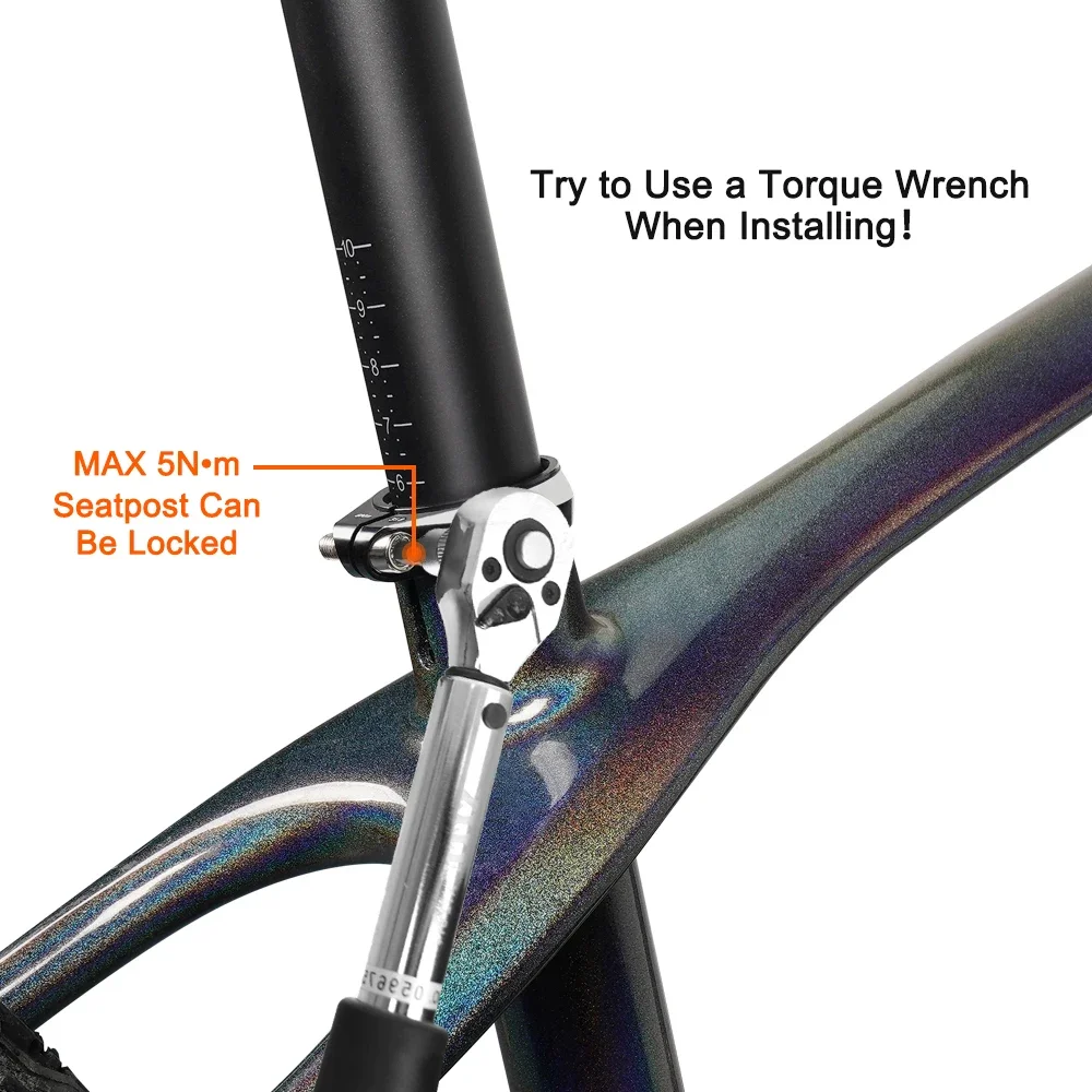TOSEEK Ultralight Carbon Seatpost 27.2/30.8/31.6mm Matte Black MTB/Road Bike Seat Post Length 350/400mm Seat Tube