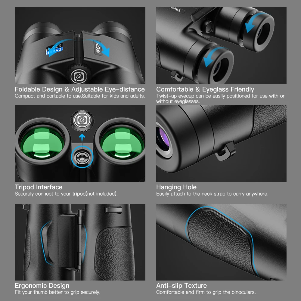 10x42 Digital Binoculars Adults Kids Auto Focus Binoculars Waterproof Folding Telescope for Bird Watching Sightseeing Wildlife