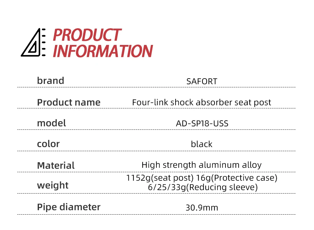 Safort Folding Bike Suspension Seatpot 580mm Small Wheel Ebike Damping Seat Tube E-bike Seatpost 30.9 31.6 33.9 34.9mm