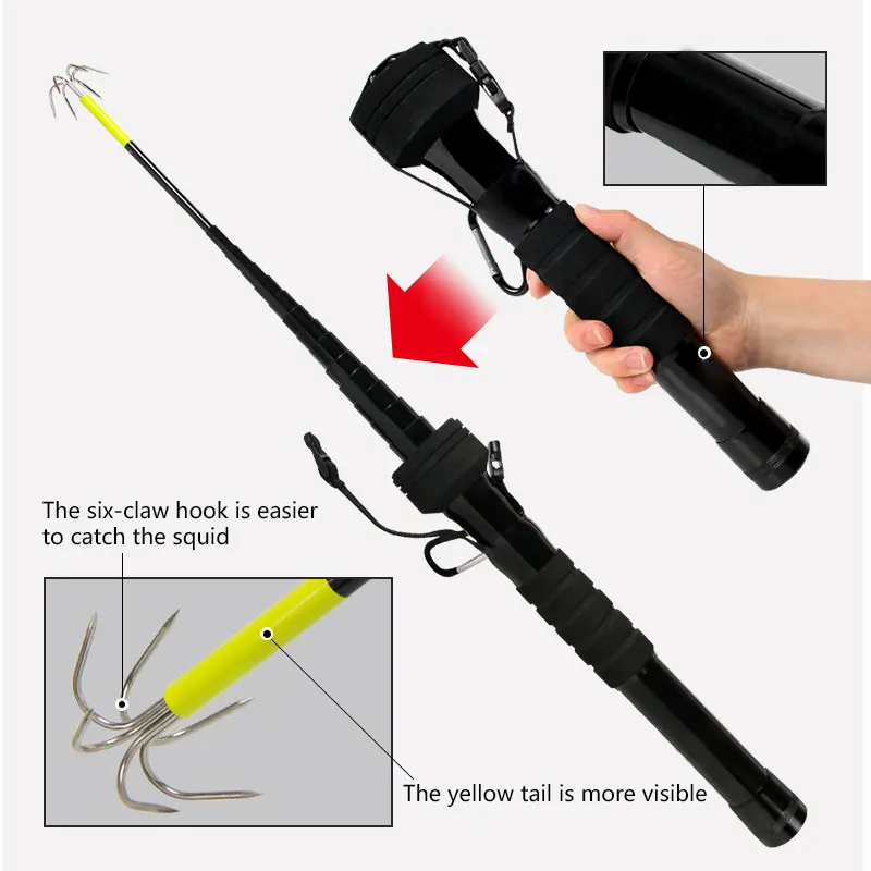 Squid Gaff Anchor Hook Carbon Preventive Retractable Six Hooks Corrosion Squid Hook Fishing Gaff Cuttlefish Bar Tip Hook