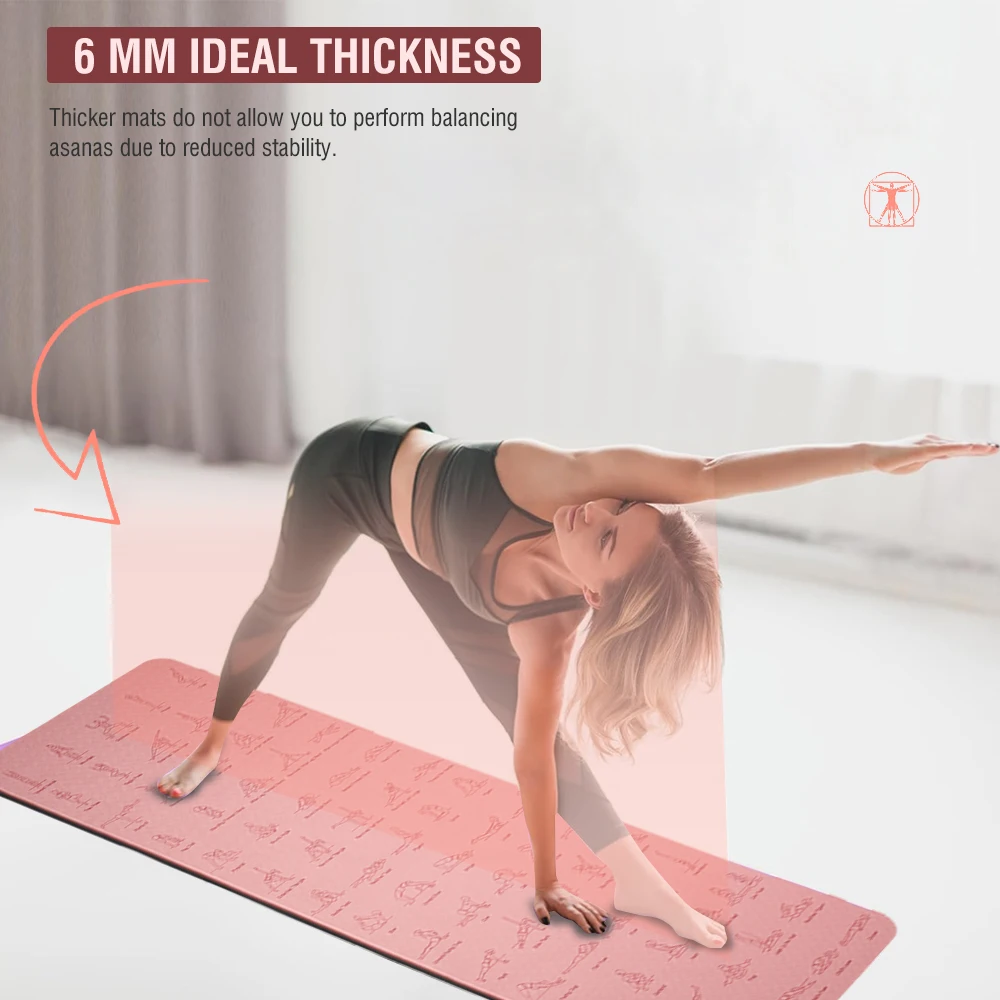 TPE Yoga Mat Non Slip With Patter 183*57cm 6mm Eco-friendly Hight-densit Gymnastics Mat Suitable for Mats Yoga And Pilates Sport