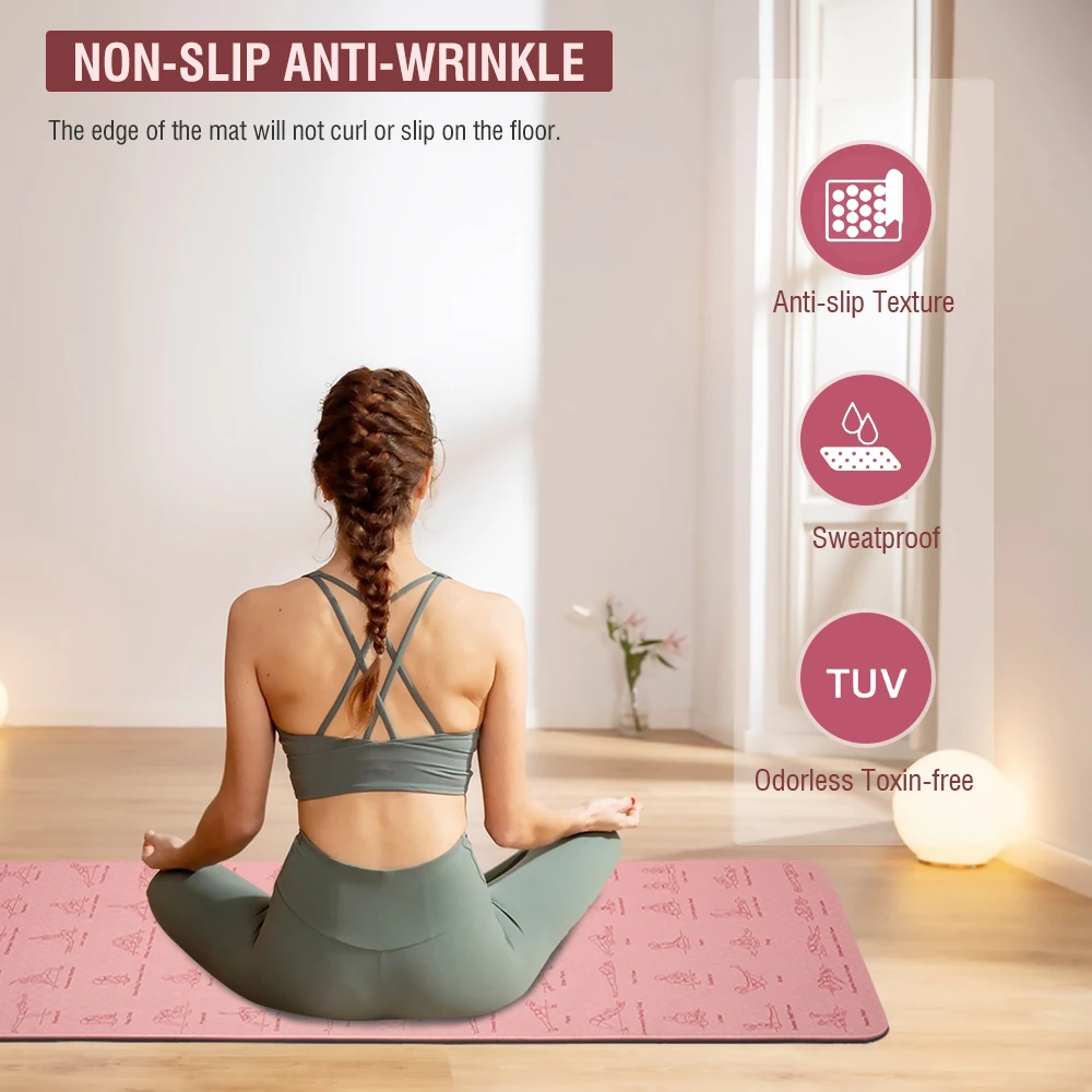 TPE Yoga Mat Non Slip With Patter 183*57cm 6mm Eco-friendly Hight-densit Gymnastics Mat Suitable for Mats Yoga And Pilates Sport