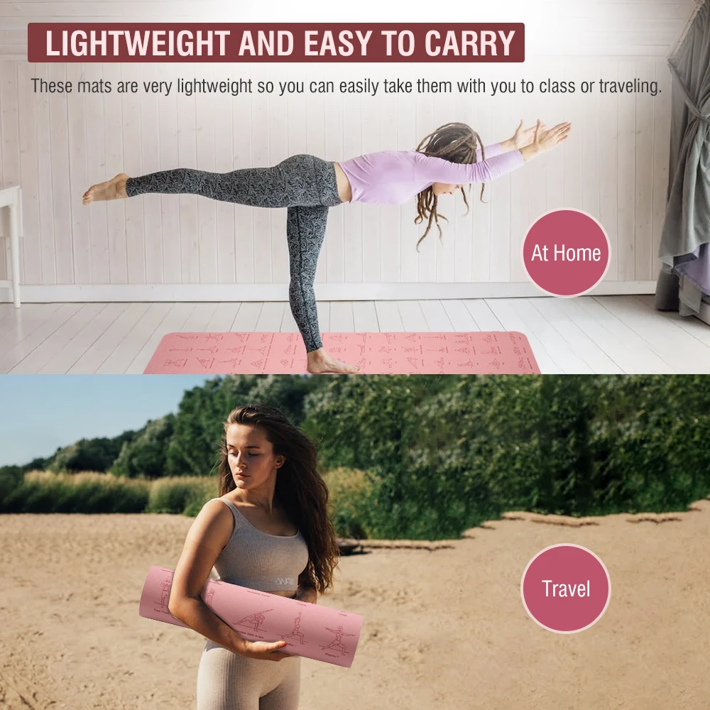 TPE Yoga Mat Non Slip With Patter 183*57cm 6mm Eco-friendly Hight-densit Gymnastics Mat Suitable for Mats Yoga And Pilates Sport