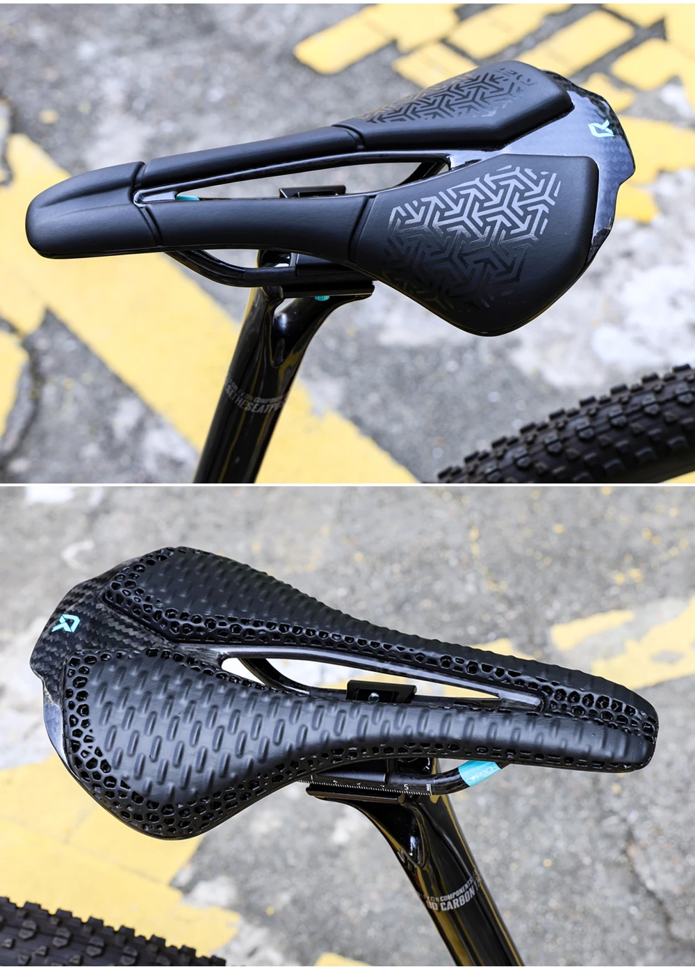 RYET Full Carbon 3D Printed Bike Saddle 250mm*140MM 115g 7*9mm Carbon 3D Printed Bicycle Seat MTB Gravel Road Saddle Bike Parts