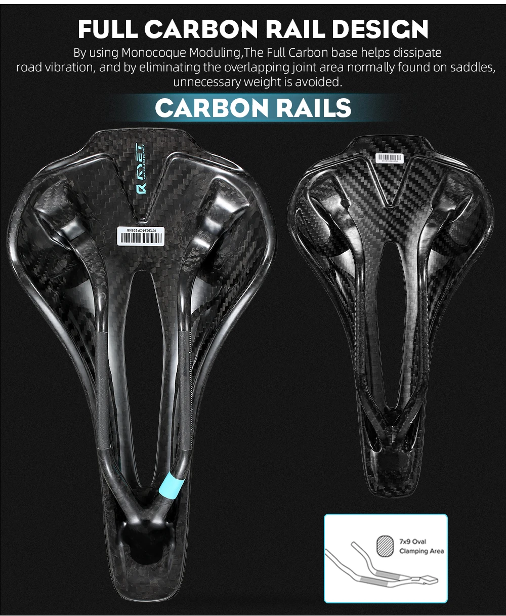 RYET Full Carbon 3D Printed Bike Saddle 250mm*140MM 115g 7*9mm Carbon 3D Printed Bicycle Seat MTB Gravel Road Saddle Bike Parts