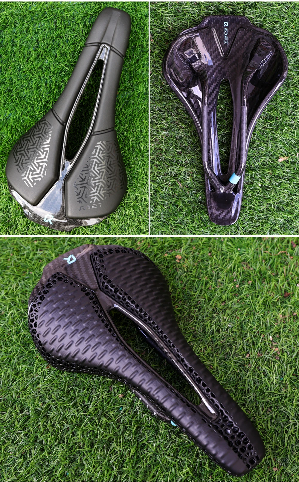 RYET Full Carbon 3D Printed Bike Saddle 250mm*140MM 115g 7*9mm Carbon 3D Printed Bicycle Seat MTB Gravel Road Saddle Bike Parts