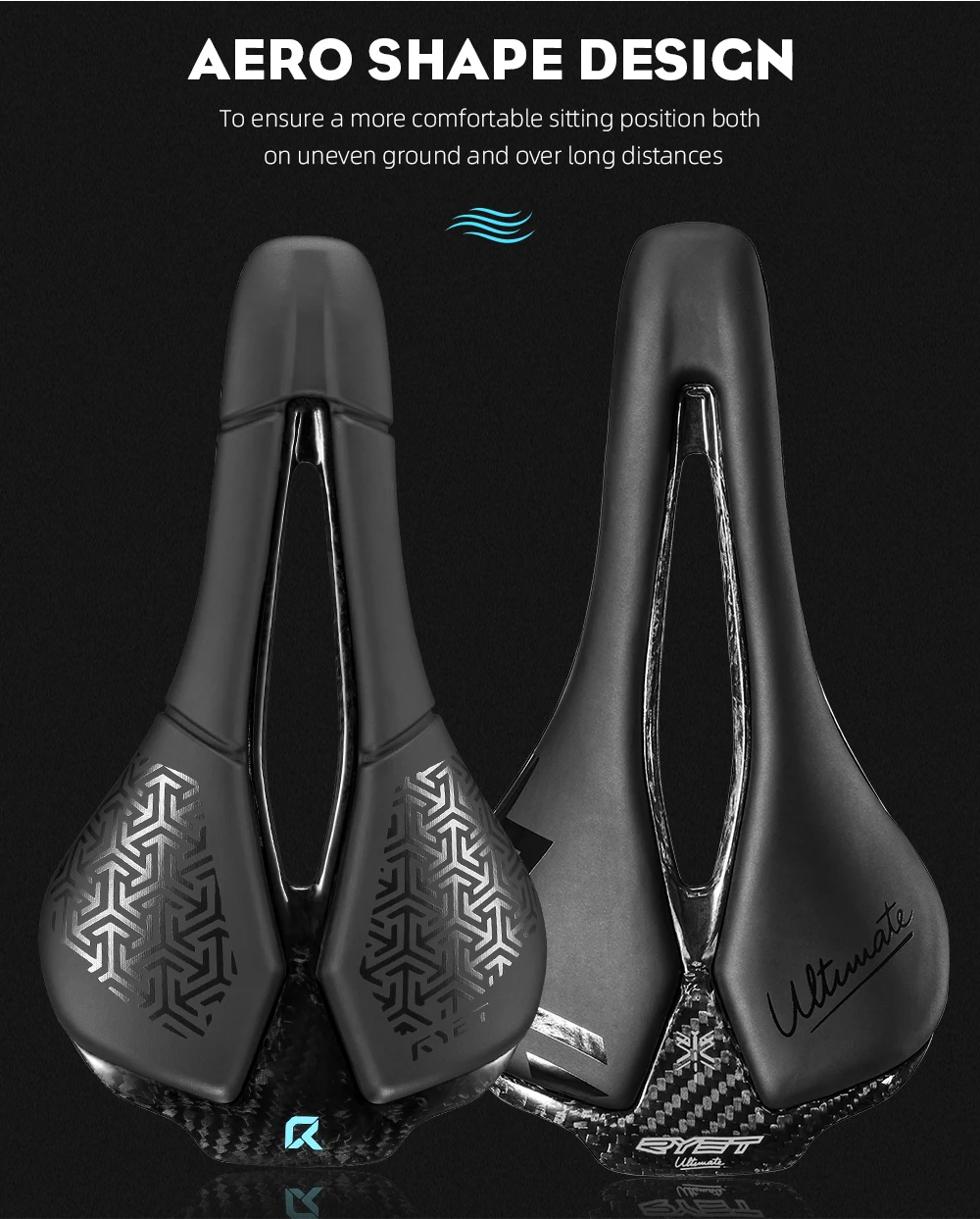 RYET Full Carbon 3D Printed Bike Saddle 250mm*140MM 115g 7*9mm Carbon 3D Printed Bicycle Seat MTB Gravel Road Saddle Bike Parts