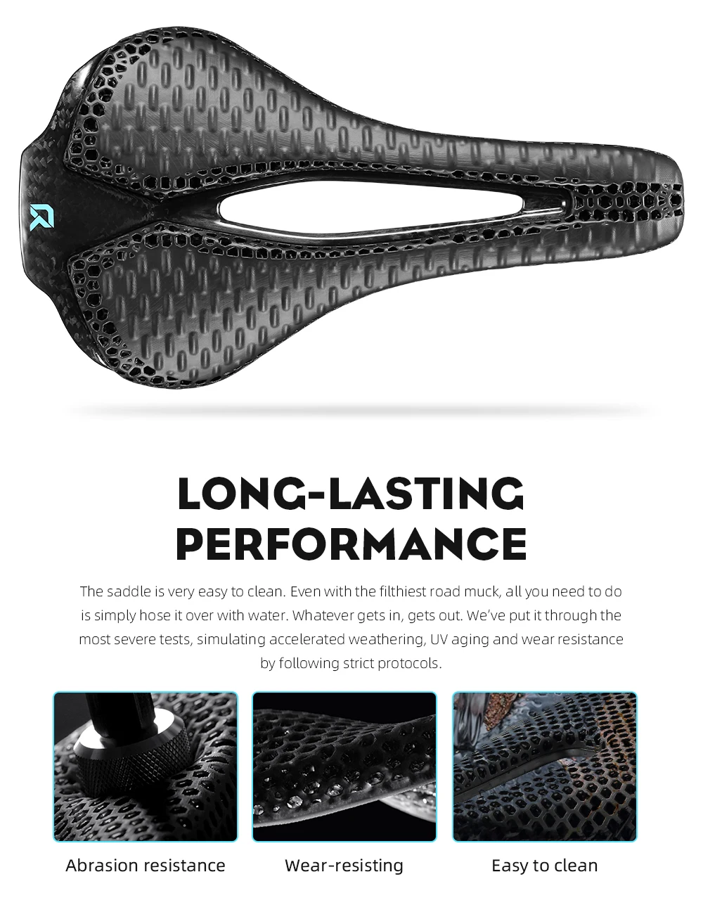 RYET Full Carbon 3D Printed Bike Saddle 250mm*140MM 115g 7*9mm Carbon 3D Printed Bicycle Seat MTB Gravel Road Saddle Bike Parts