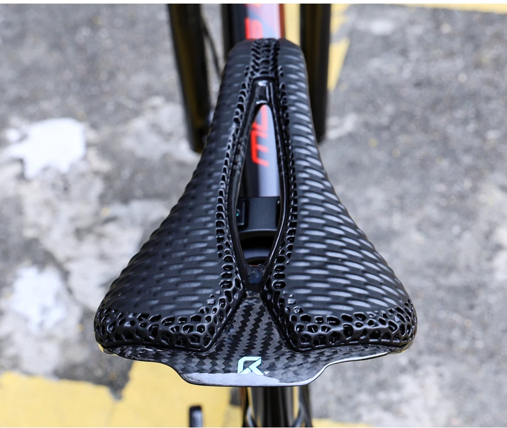 RYET Full Carbon 3D Printed Bike Saddle 250mm*140MM 115g 7*9mm Carbon 3D Printed Bicycle Seat MTB Gravel Road Saddle Bike Parts