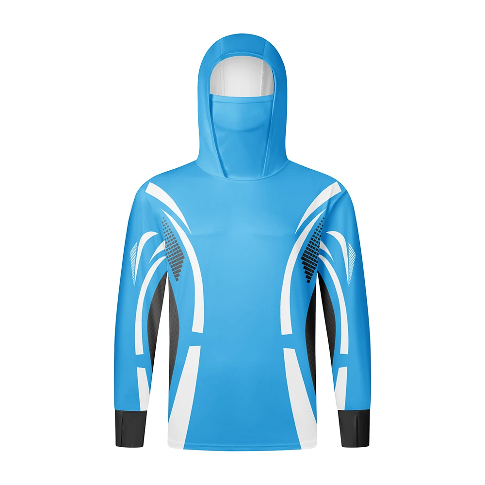 Fishing Shirts Long Sleeve Hoodie UPF 50+ T-shirt Tops Sun Protection Jersey Men's Face Mask Fishing Clothes