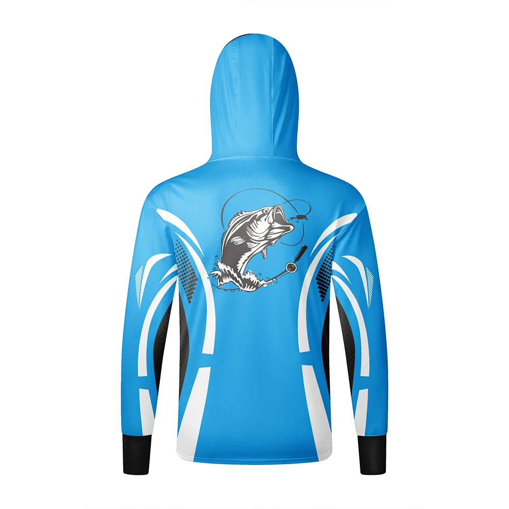 Fishing Shirts Long Sleeve Hoodie UPF 50+ T-shirt Tops Sun Protection Jersey Men's Face Mask Fishing Clothes