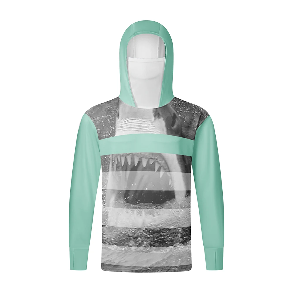 Fishing Shirts Long Sleeve Hoodie UPF 50+ T-shirt Tops Sun Protection Jersey Men's Face Mask Fishing Clothes