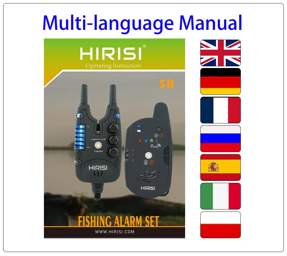 Hirisi S8 Carp Fishing Alarm 1+4 Set Waterproof Bite Alarm 2 Way Remote Control Bite Indicator Fishing Accessories