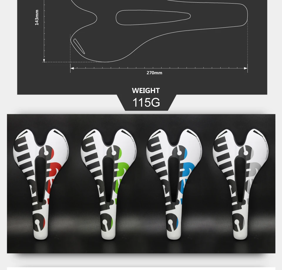 New Ullicyc 3K Full Carbon Fiber Bicycle Saddle Road/MTB Bike Carbon Saddle Seat Matte/Glossy Colorful