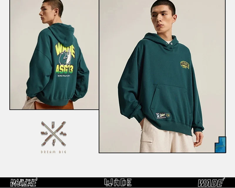 Li-Ning Men's Wade Hoodie WARM AT Winter Fleece Loose Fit 74%Cotton 26%Polyester Leisure Hooded LiNing Sweatshirt Tops AWDV887