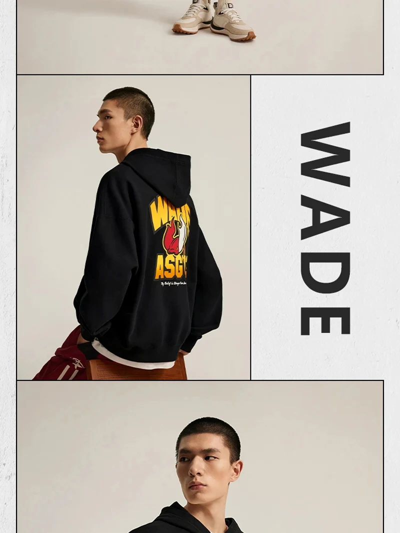Li-Ning Men's Wade Hoodie WARM AT Winter Fleece Loose Fit 74%Cotton 26%Polyester Leisure Hooded LiNing Sweatshirt Tops AWDV887