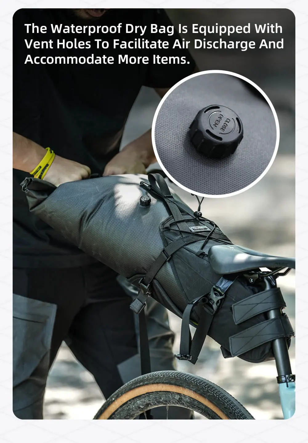 Rhinowalk Bike Saddle Bag Stable Not Shaking 14L Big Capacity Removable Dry Bag Waterproof For Mtb Road Gravel Bike Bikepacking