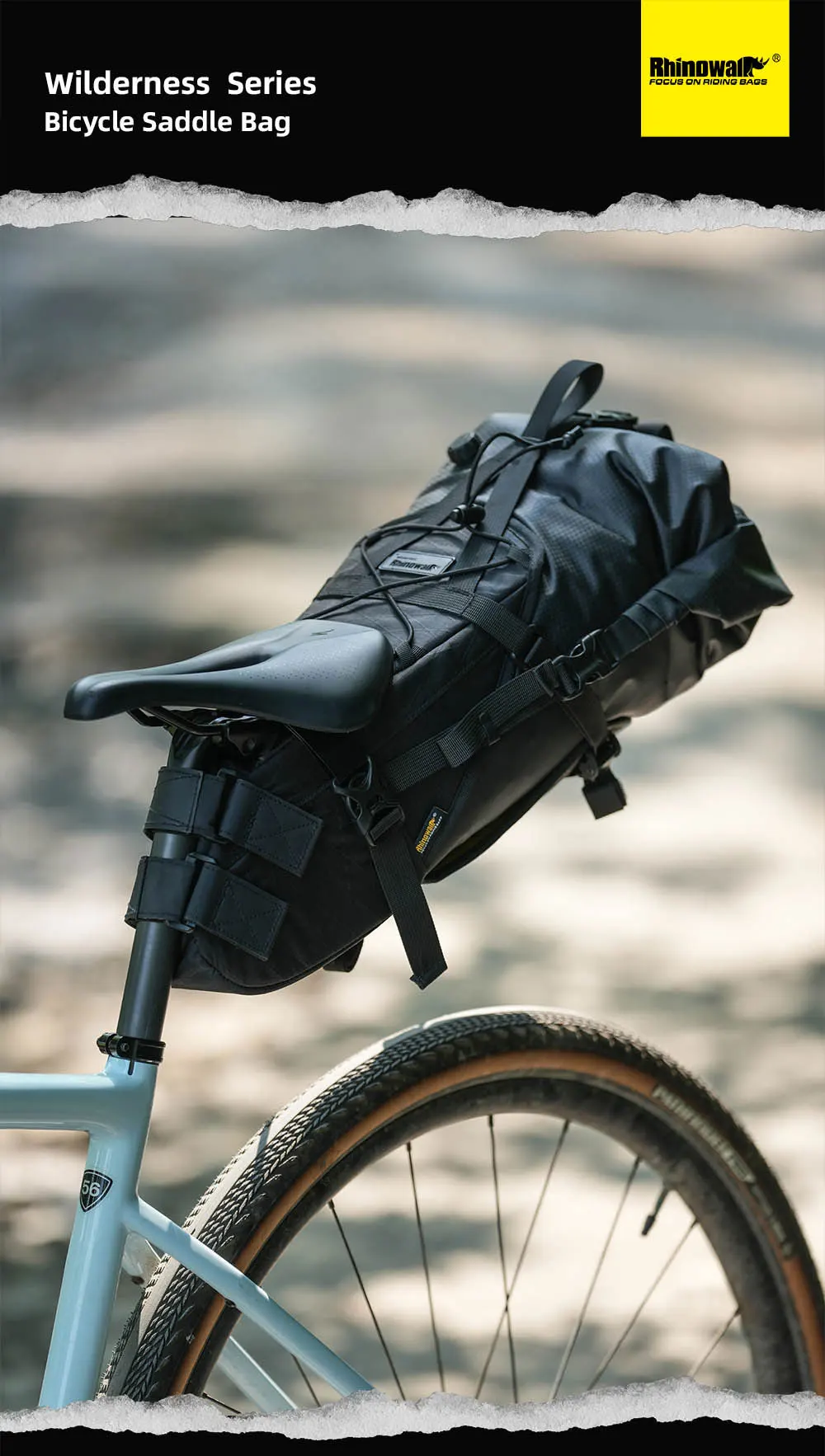Rhinowalk Bike Saddle Bag Stable Not Shaking 14L Big Capacity Removable Dry Bag Waterproof For Mtb Road Gravel Bike Bikepacking