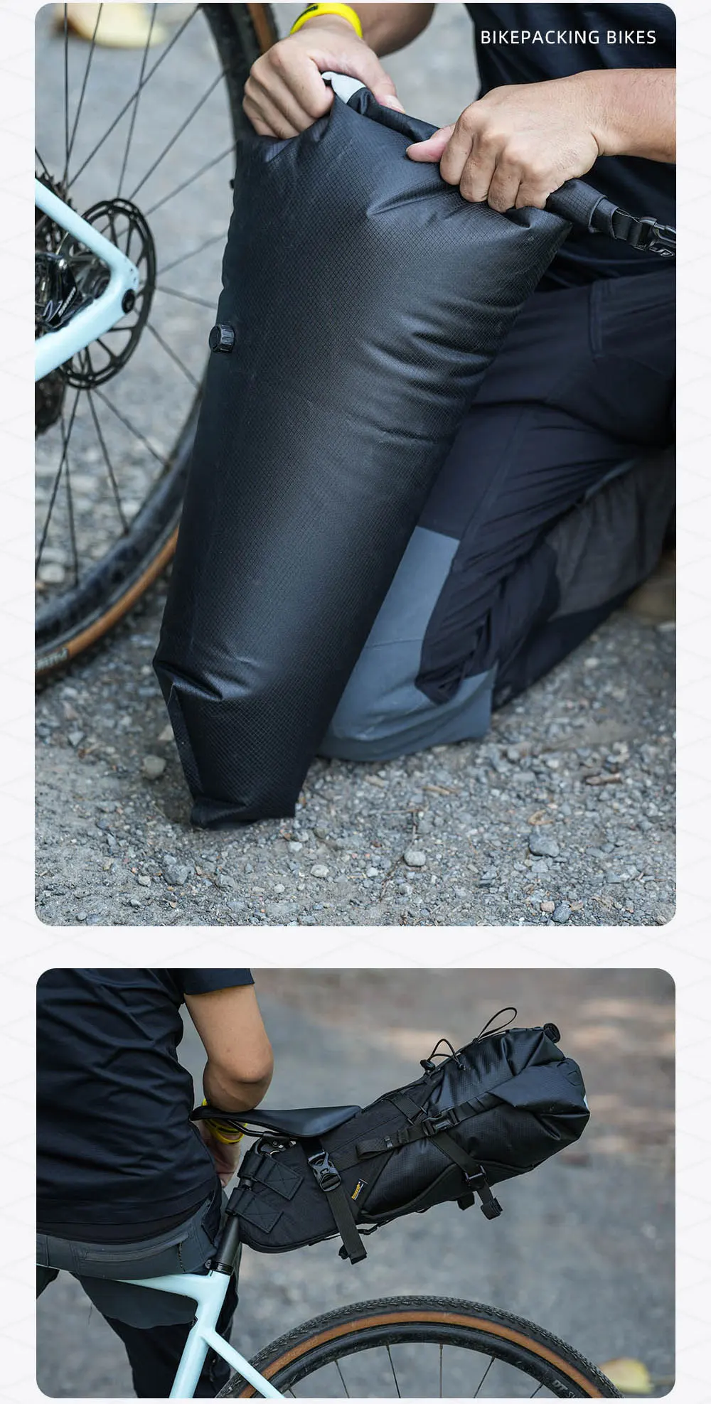 Rhinowalk Bike Saddle Bag Stable Not Shaking 14L Big Capacity Removable Dry Bag Waterproof For Mtb Road Gravel Bike Bikepacking
