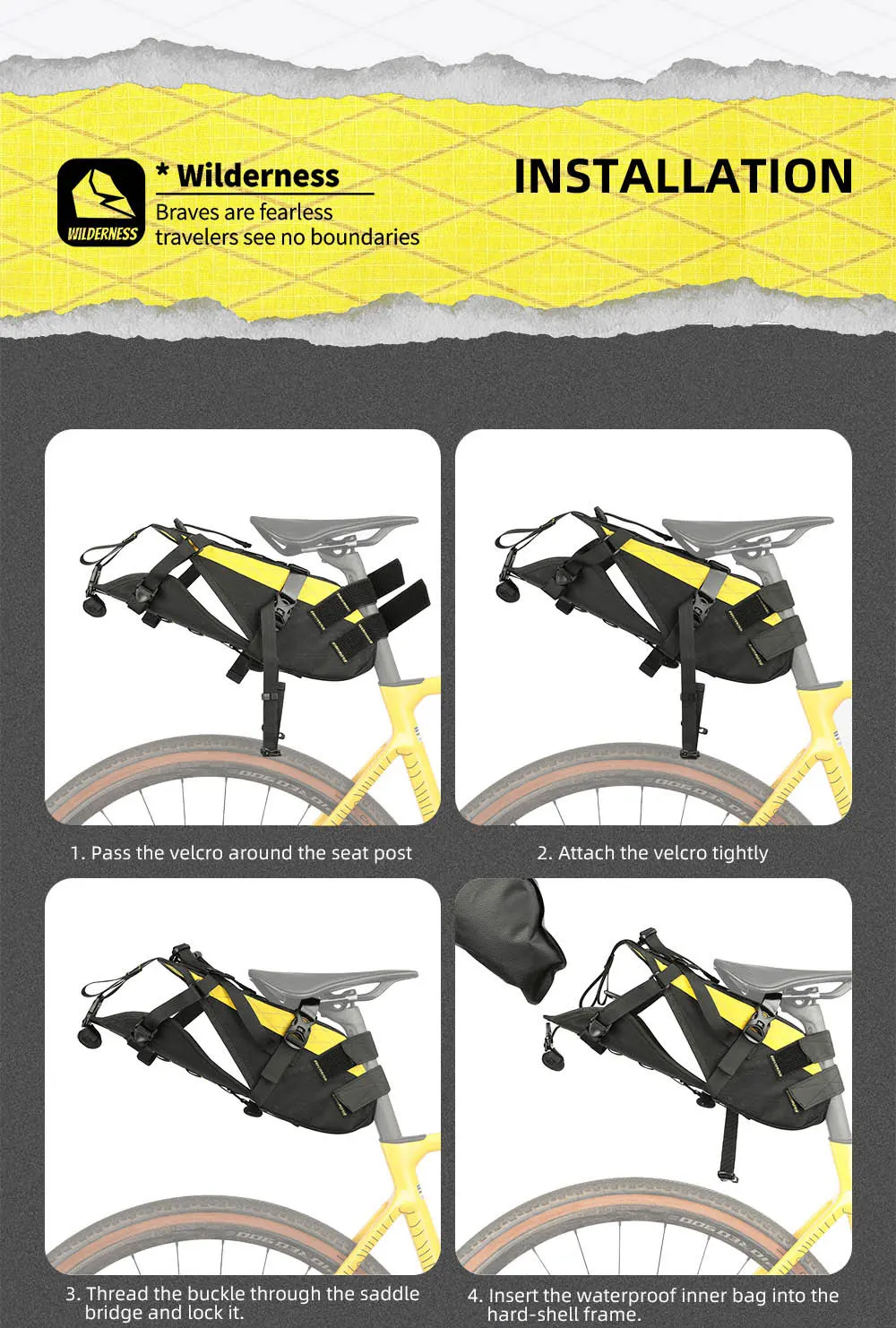 Rhinowalk Bike Saddle Bag Stable Not Shaking 14L Big Capacity Removable Dry Bag Waterproof For Mtb Road Gravel Bike Bikepacking