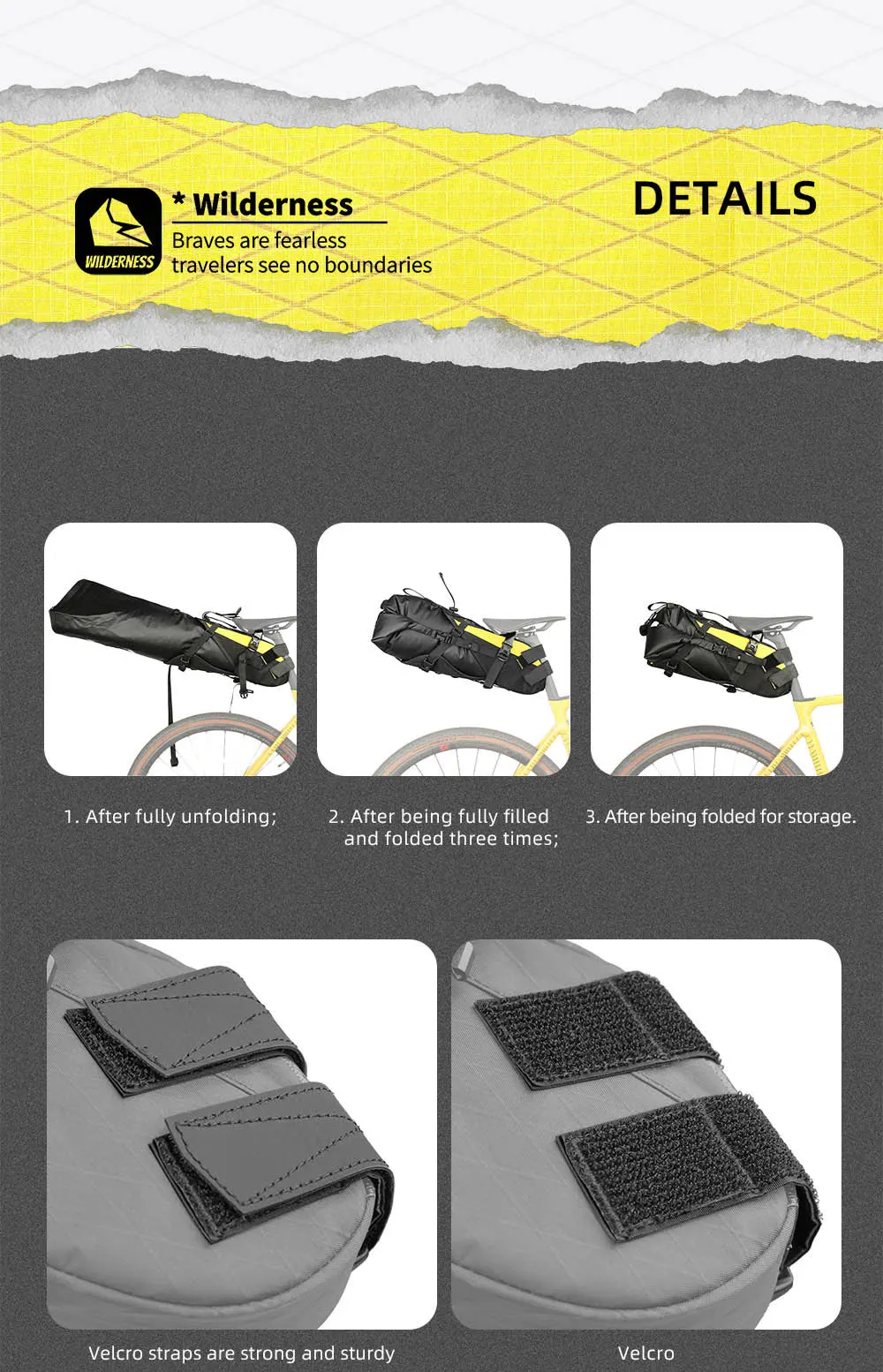 Rhinowalk Bike Saddle Bag Stable Not Shaking 14L Big Capacity Removable Dry Bag Waterproof For Mtb Road Gravel Bike Bikepacking