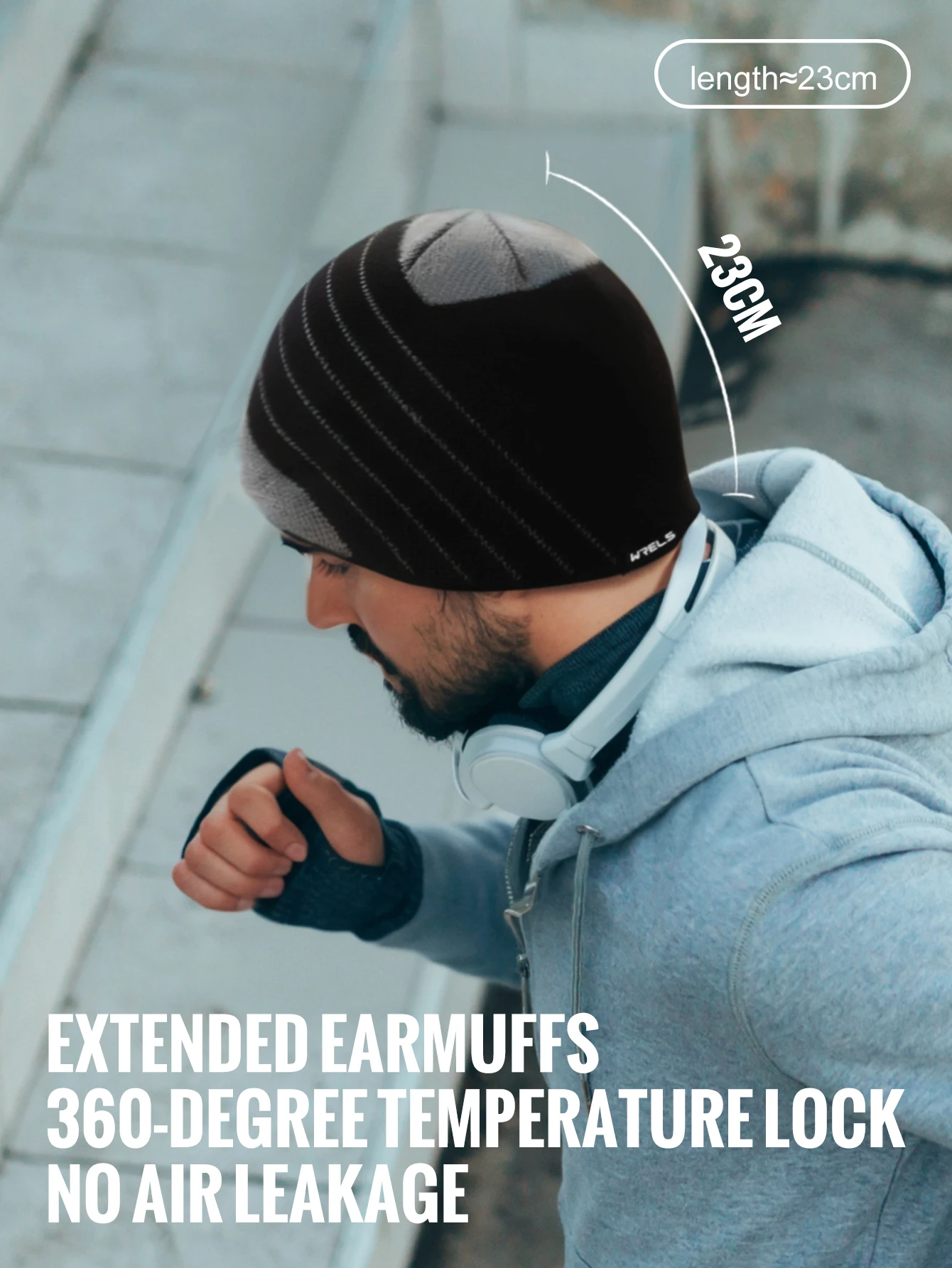 WRELS Outdoor Sports Hat Winter Cycling Fleece Hats Men Winter Warm Head Hat Windproof Skiing Cycling Camping Bicycle Cap Men Ha