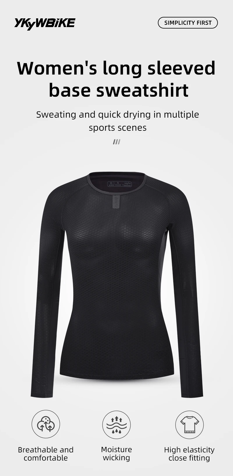 YKYWBIKE Women's Cycling Base Layers Long Sleeve Quick Dry Breathable Full Base Layer Bicycle Undershirt Road Bike Clothing