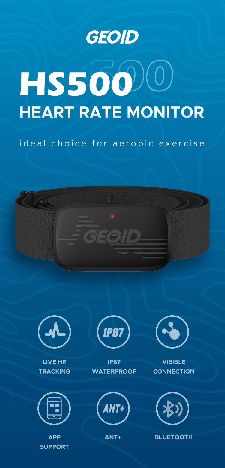 GEOID HS500 Heart Rate Monitor Chest Strap Dual Mode Heart Rate Seneor ANT+Bluetooth for Magene Garmin Wahoo Bike Computers