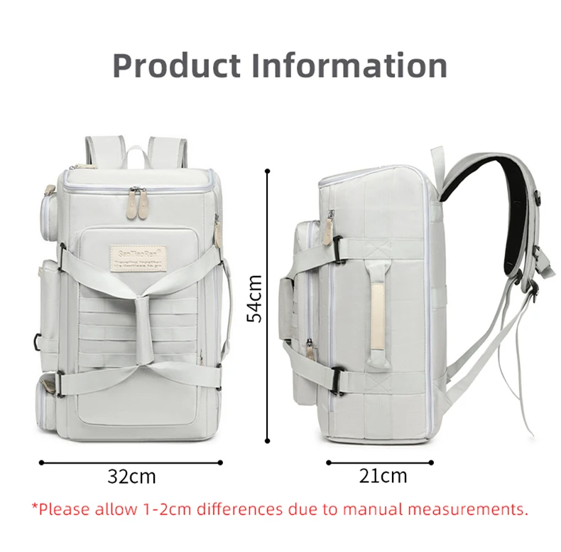 Large Capacity Fitness Bag, Travel Backpack, Dry Wet Separation Shoulder Bag, Outdoor Sports, Fishing, yoga Training Bag