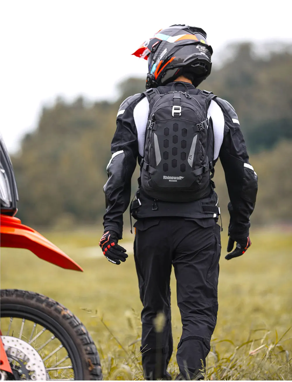 Rhinowalk Motorcycle Storage Backpack Waterproof 23L Motorbike Helmet Bag Riding Travel Luggage Bag with Magnetic Closure
