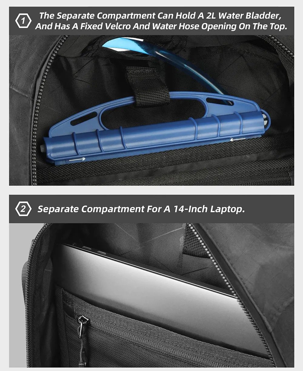 Rhinowalk Motorcycle Storage Backpack Waterproof 23L Motorbike Helmet Bag Riding Travel Luggage Bag with Magnetic Closure
