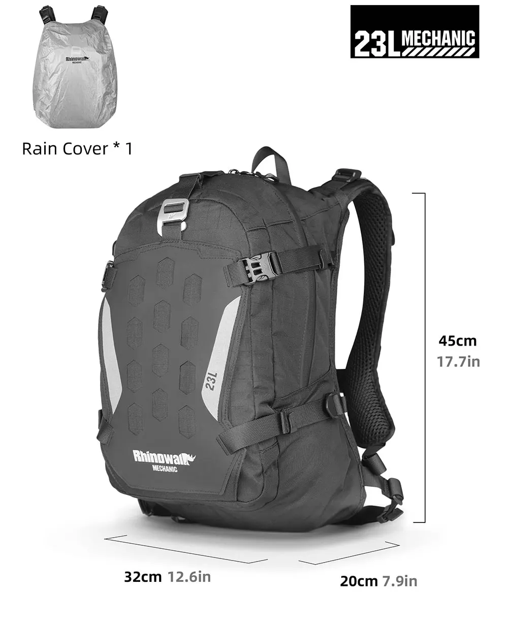 Rhinowalk Motorcycle Storage Backpack Waterproof 23L Motorbike Helmet Bag Riding Travel Luggage Bag with Magnetic Closure