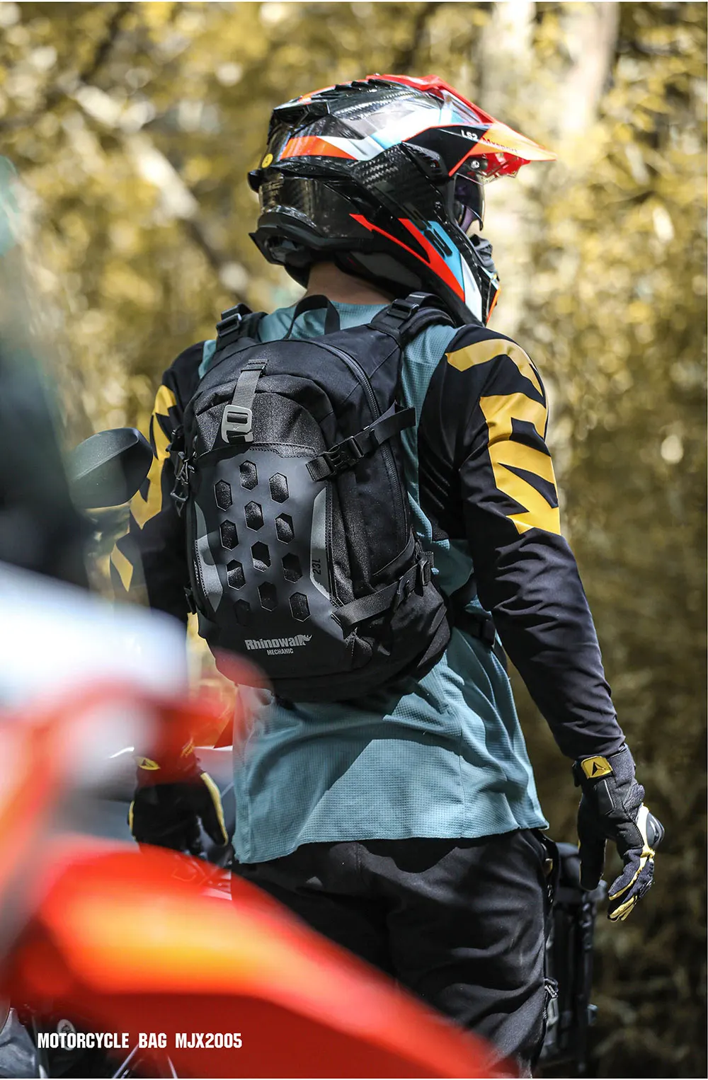 Rhinowalk Motorcycle Storage Backpack Waterproof 23L Motorbike Helmet Bag Riding Travel Luggage Bag with Magnetic Closure