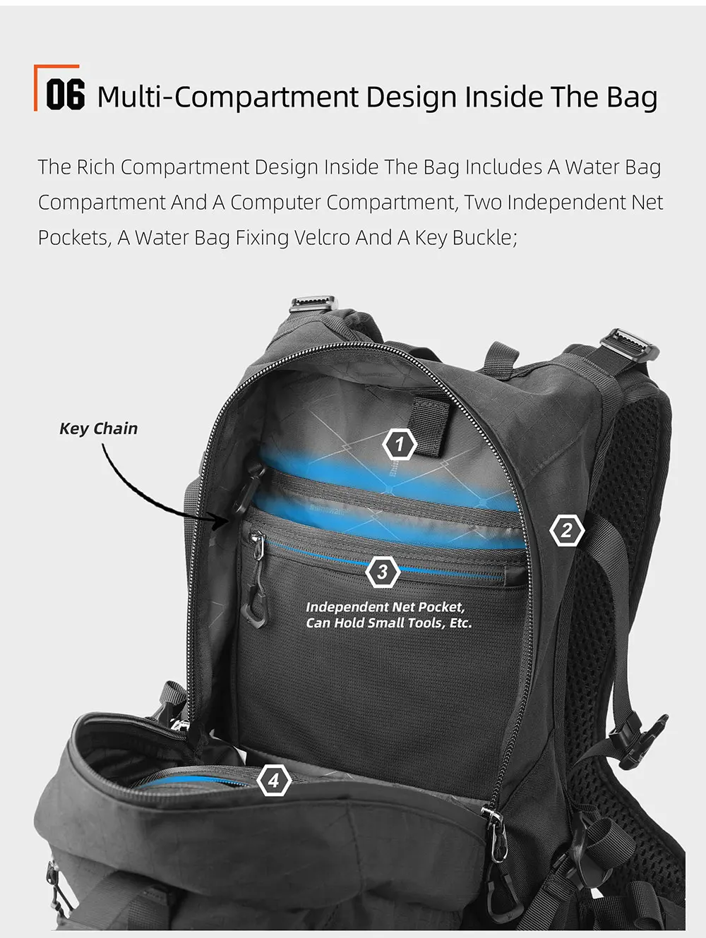 Rhinowalk Motorcycle Storage Backpack Waterproof 23L Motorbike Helmet Bag Riding Travel Luggage Bag with Magnetic Closure