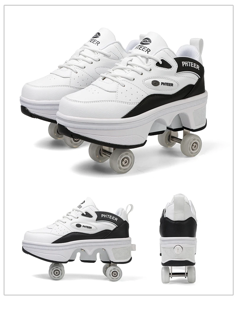 Deformation Parkour Shoes, Roller Skating Shoes, Kids Adults Unisex Roller Skates, Street Urban Fitness FSK Quad Skating Shoes