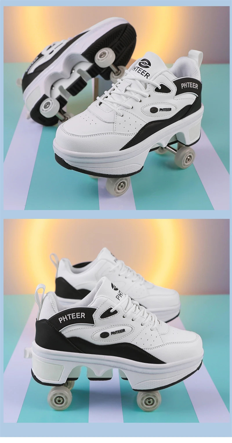 Deformation Parkour Shoes, Roller Skating Shoes, Kids Adults Unisex Roller Skates, Street Urban Fitness FSK Quad Skating Shoes
