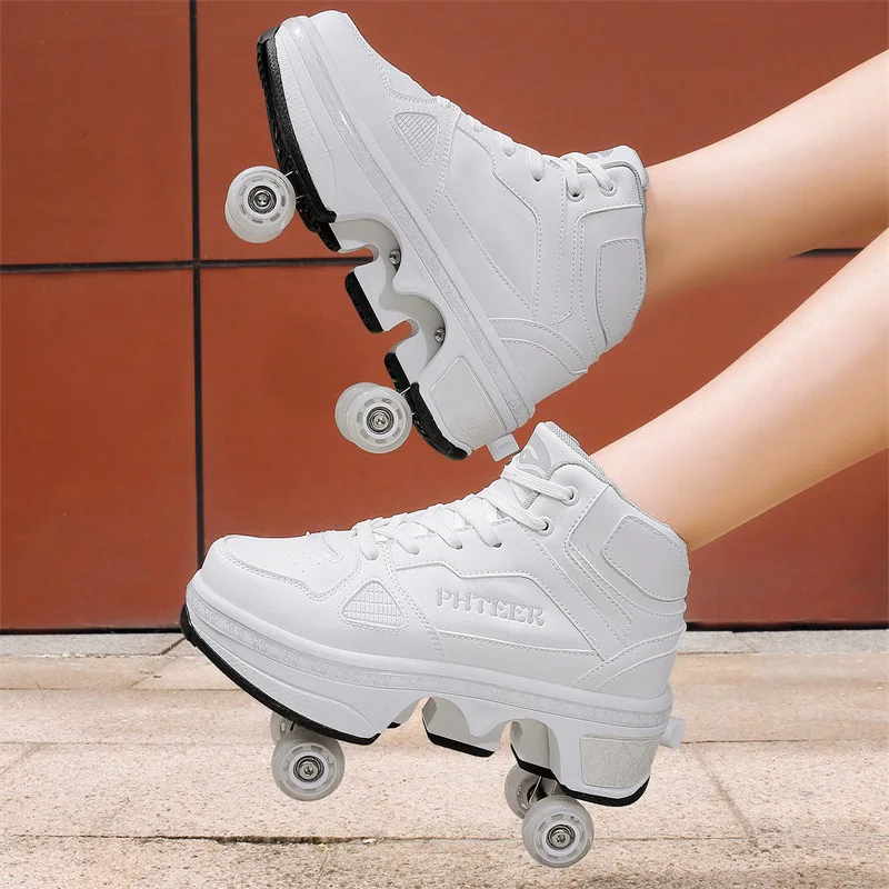Deformation Parkour Shoes, Roller Skating Shoes, Kids Adults Unisex Roller Skates, Street Urban Fitness FSK Quad Skating Shoes