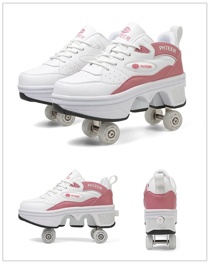 Deformation Parkour Shoes, Roller Skating Shoes, Kids Adults Unisex Roller Skates, Street Urban Fitness FSK Quad Skating Shoes