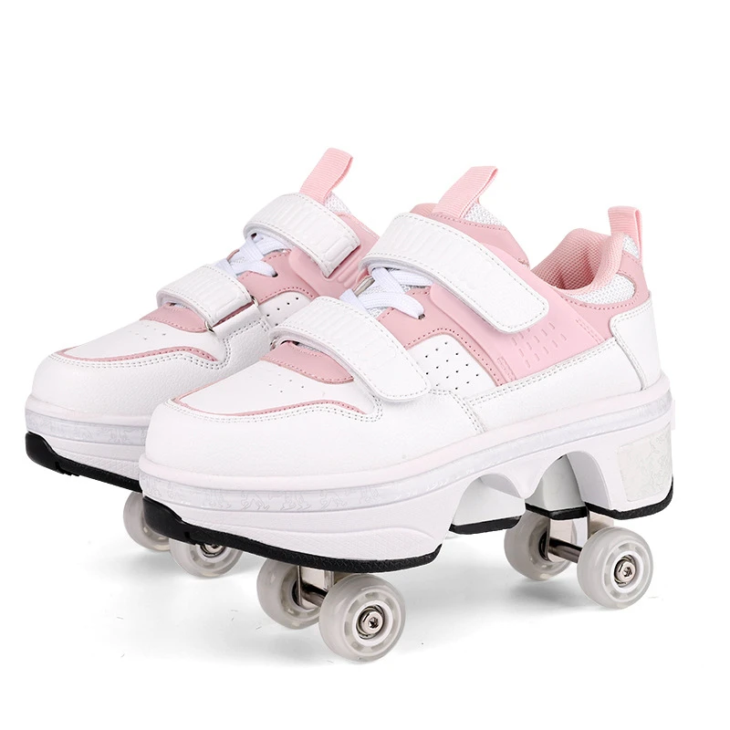Deformation Parkour Shoes, Roller Skating Shoes, Kids Adults Unisex Roller Skates, Street Urban Fitness FSK Quad Skating Shoes