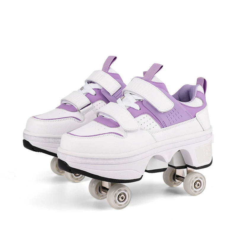 Deformation Parkour Shoes, Roller Skating Shoes, Kids Adults Unisex Roller Skates, Street Urban Fitness FSK Quad Skating Shoes