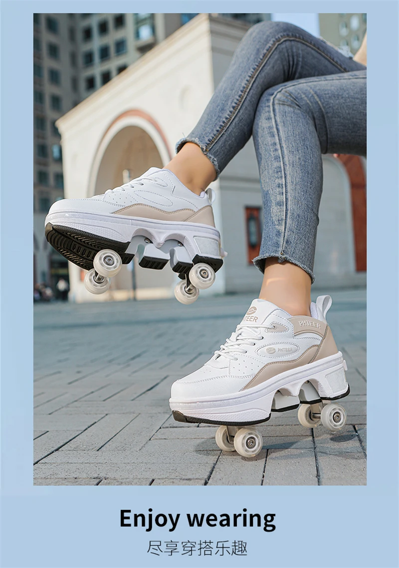 Deformation Parkour Shoes, Roller Skating Shoes, Kids Adults Unisex Roller Skates, Street Urban Fitness FSK Quad Skating Shoes