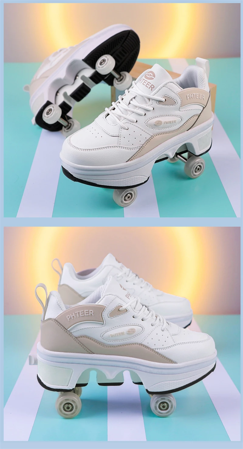 Deformation Parkour Shoes, Roller Skating Shoes, Kids Adults Unisex Roller Skates, Street Urban Fitness FSK Quad Skating Shoes