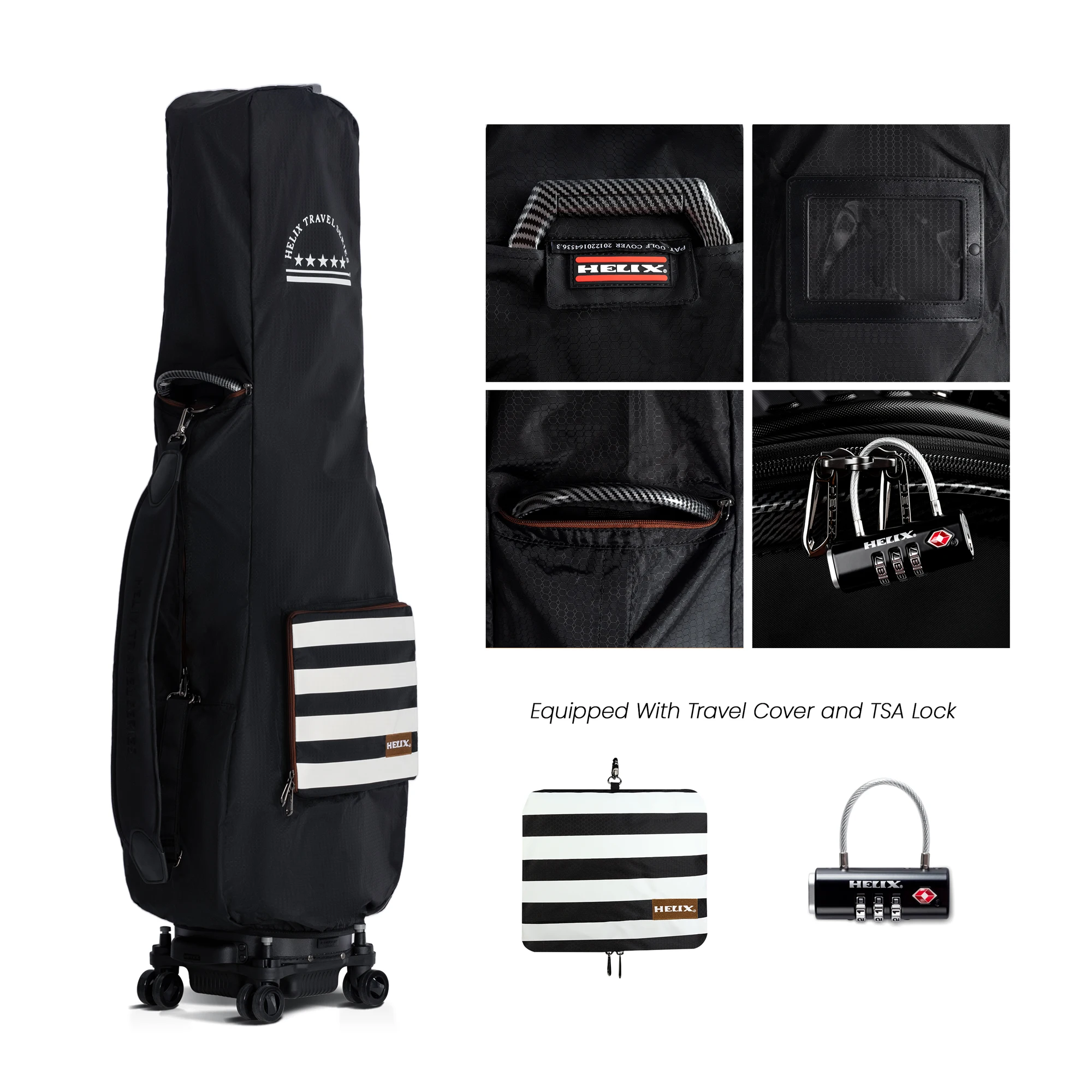 HELIX Women Golf Cart & Travel Bag with 4 Wheels and Retractable Top Cover for Airline Travel Also Daily Use