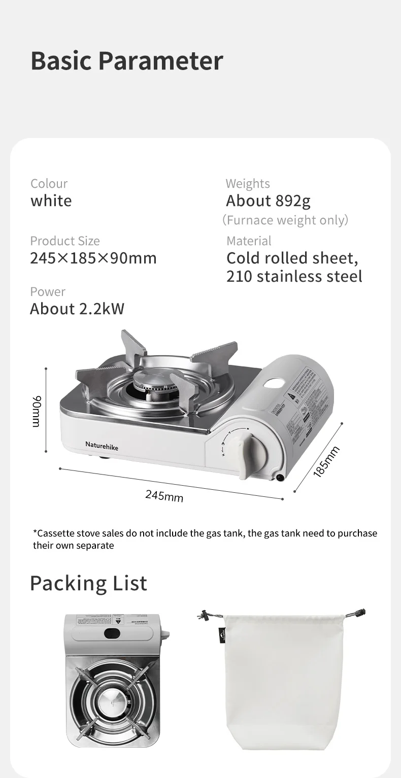 Naturehike 2024 New Camping Stove Portable Multifunctional 2200W High Power Cooking Gas Stove Outdoor Picnic Travel Gas Burner